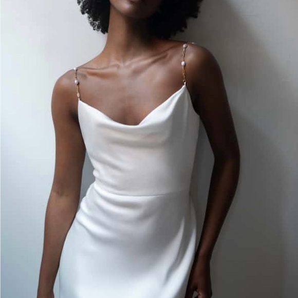 Jenny Yoo Andrea Ivory Satin Midi Dress - Picture 3 of 4